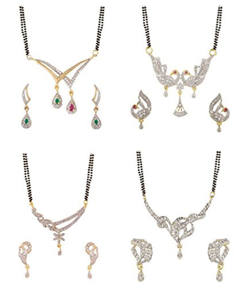     			Youbella Combo Of 4 Gold Plated Mangalsutra With Earrings Set