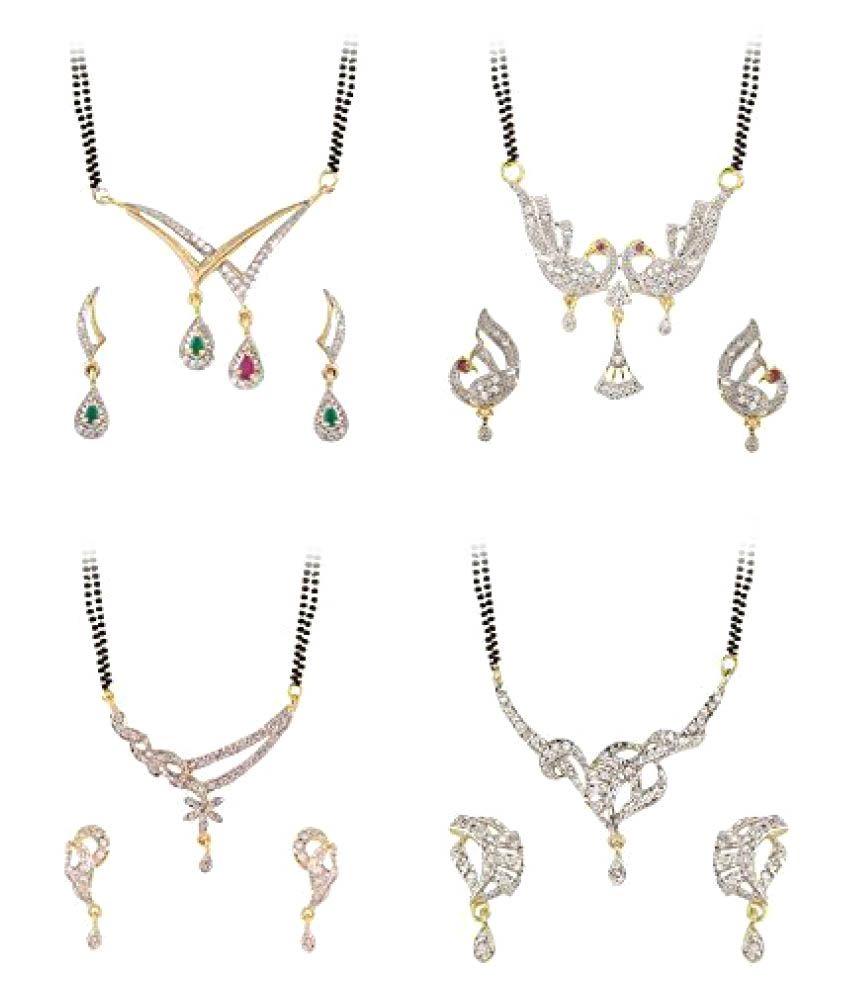     			Youbella Multicolor Alloy Combo Of 4 Mangalsutra With Earrings Set