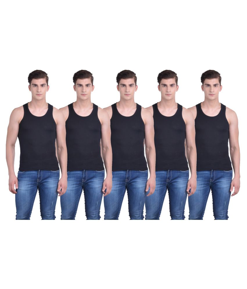     			Force NXT Black Sleeveless Vests Pack of 5