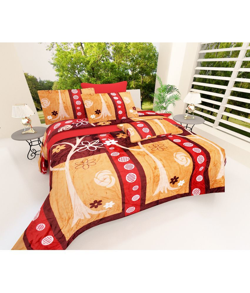 Villa Sajawat Queen Velvet Multicolor Floral Bed Sheet Buy Villa