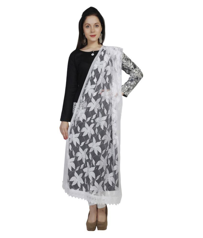 white party wear dupatta