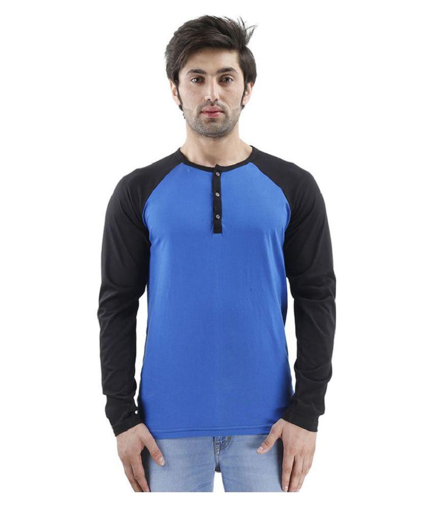     			Urbano Fashion Blue Henley T-Shirt