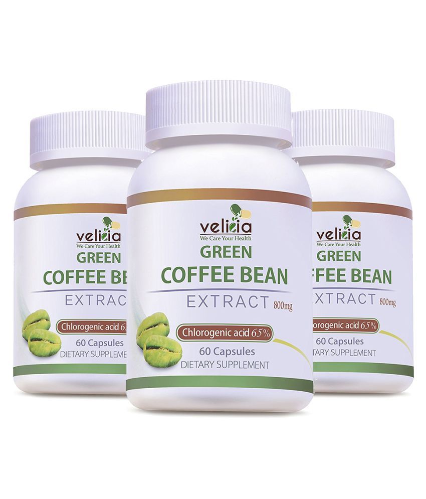 Velicia 100 Natural Green Coffee Capsules For Weight Loss 800 mg Fat