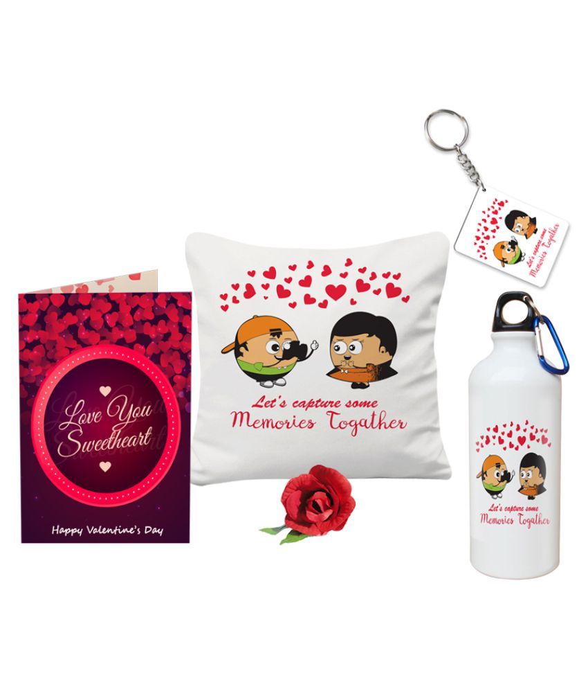 Sky Trends Valentine Gift Set Printed Sipper Keychain Rose ...