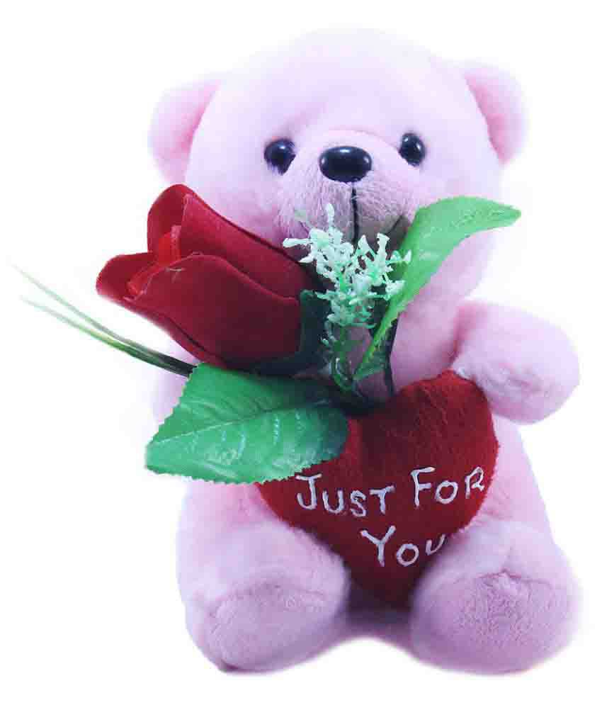     			Tickles Pink Just for You Teddy with a Beatiful Rose Stuffed Soft Plush Animal Toy for Kids (Size: 16 cm)