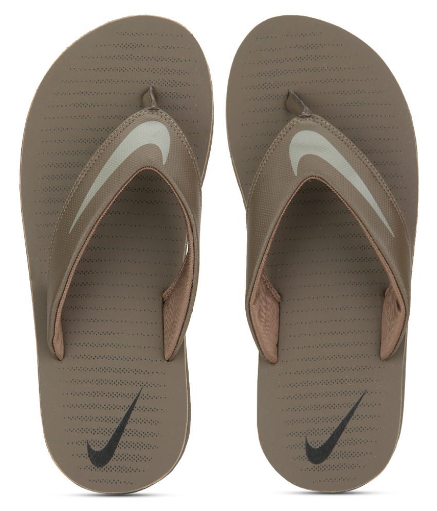 brown nike flip flops