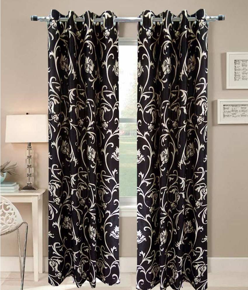     			Stella Creations Set of 2 Long Door Eyelet Curtains Solid Brown