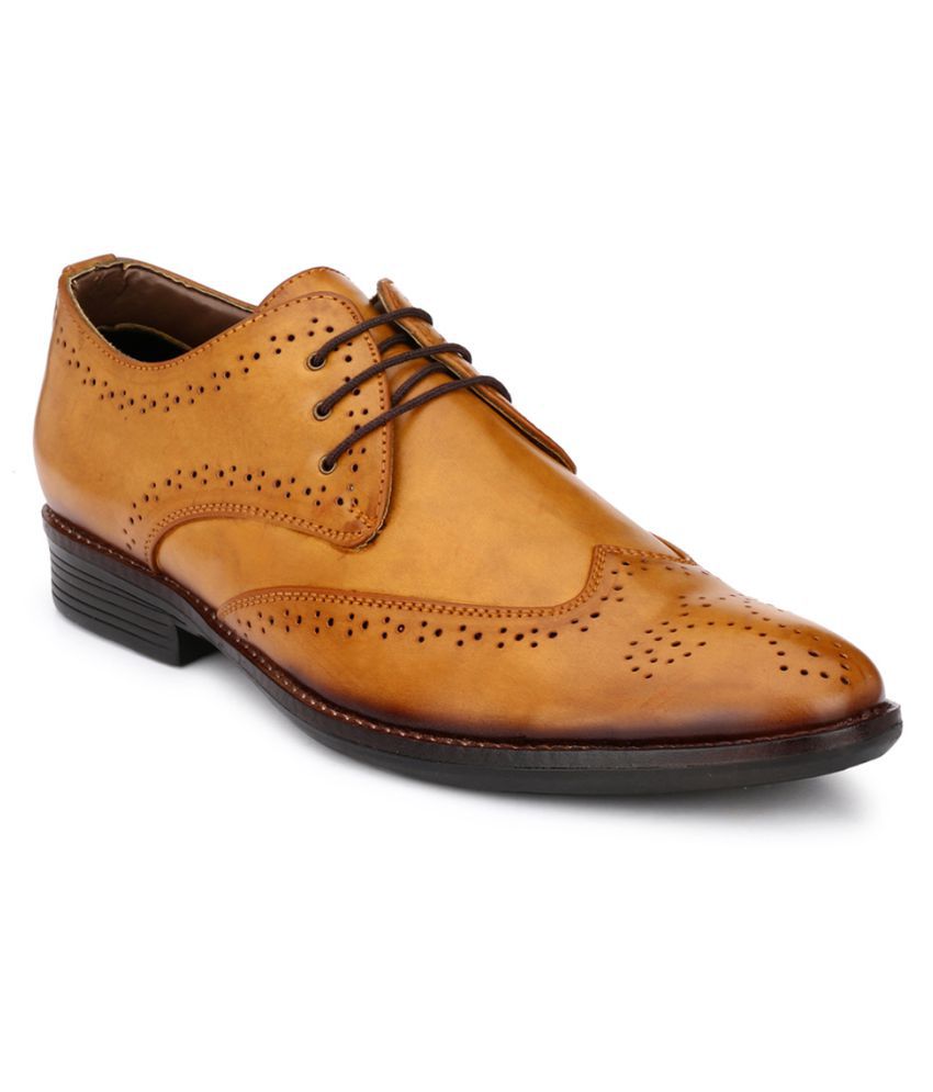 Mactree Tan Derby Artificial Leather Formal Shoes Price in India- Buy ...