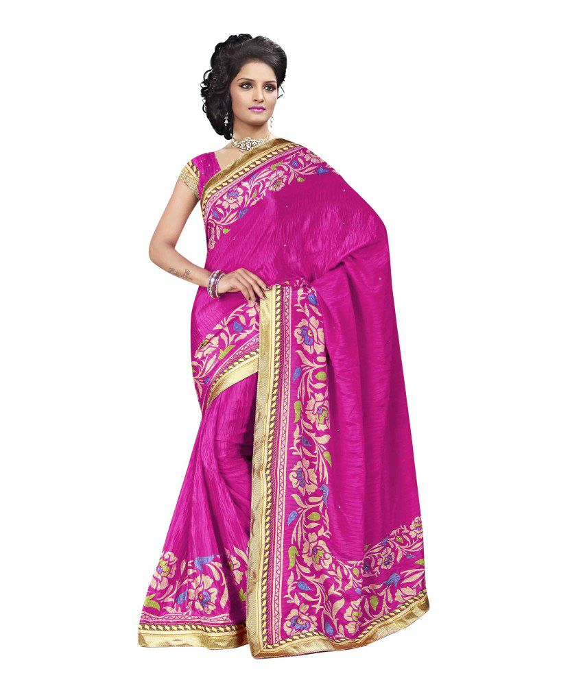 RK Fashions Pink Silk Saree - Buy RK Fashions Pink Silk Saree Online at ...