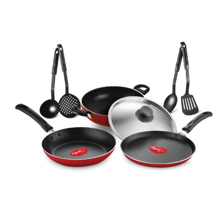    			Pigeon Non-stick 3 MM Thickness Induction Base Cookware Set- 8 Pcs