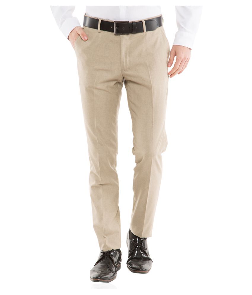     			Black Coffee Beige Tapered Flat Trousers