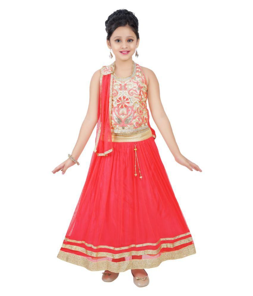 Saarah Red Synthetic Lehenga Choli Set For Girls - Buy Saarah Red ...