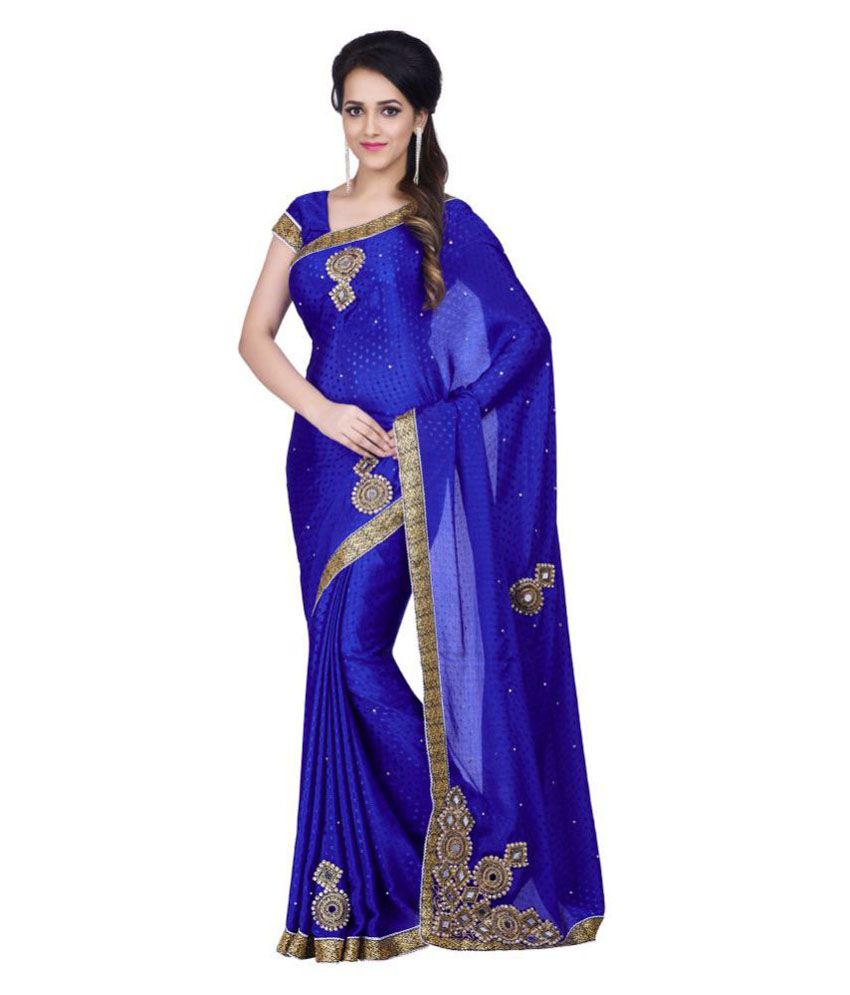 Zofey Bollywood Designer Sarees Blue Chiffon Saree - Buy Zofey ...