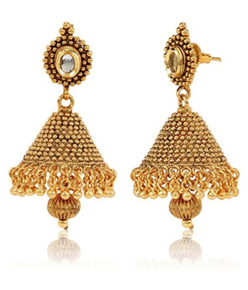 18K Gold Plated Traditional Kundan Jewellery Fancy Party Wear Jhumki ...