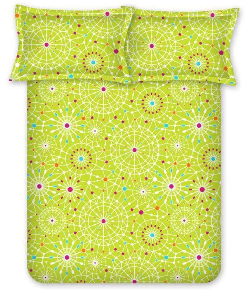 Bombay Dyeing Double Poly Cotton Green Bed Sheet Buy Bombay Dyeing