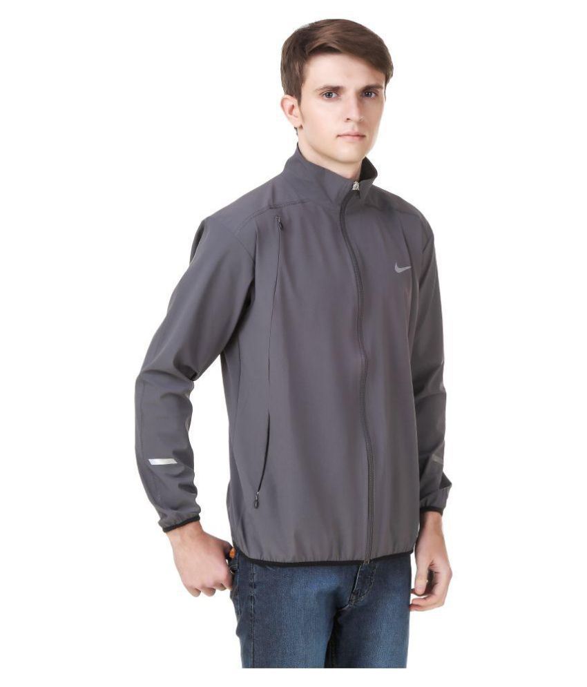 nike grey polyester terry jacket