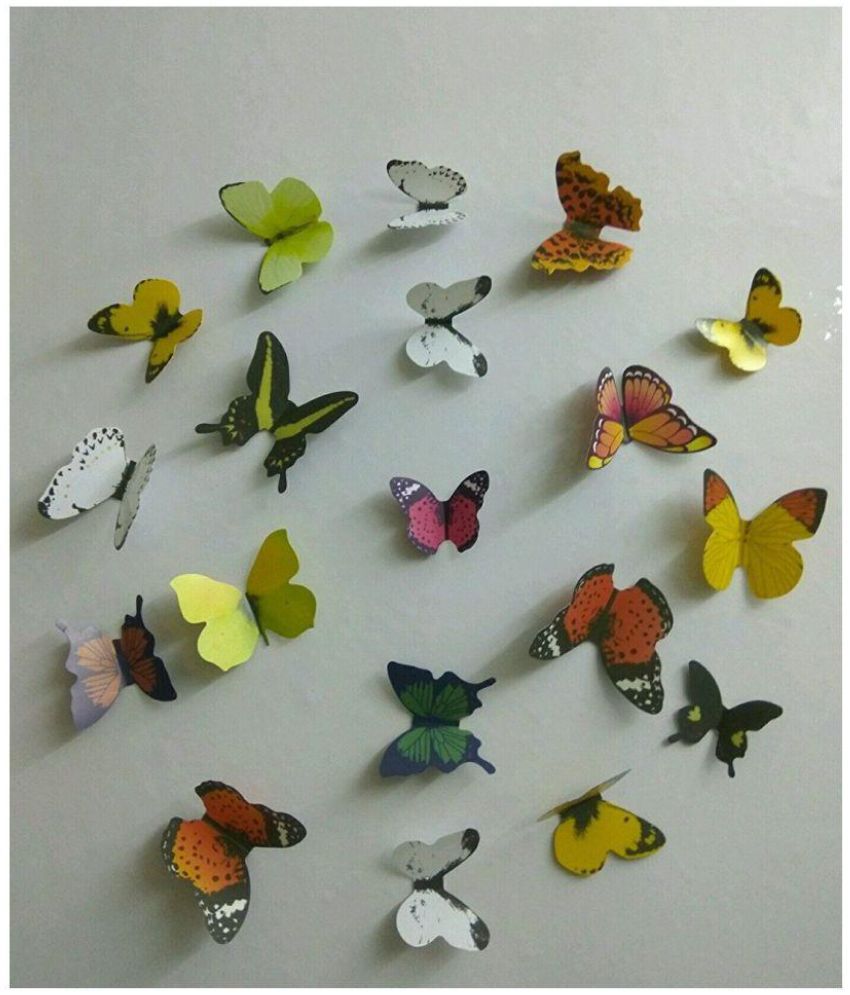     			Jaamso Royals Multi Color 3D Butterflies PVC Multicolour Window Sticker - Pack of 1