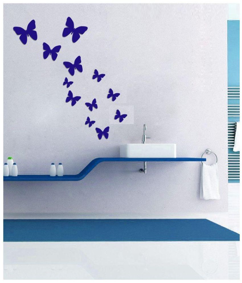     			Jaamso Royals Butterfly PVC Blue Wall Sticker - Pack of 1