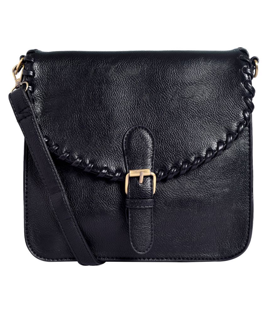 Lino Perros Black Artificial Leather Sling Bag - Buy Lino Perros Black ...