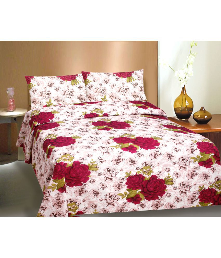     			Divine Casa Double Cotton Multi Floral Bed Sheet Coordinated