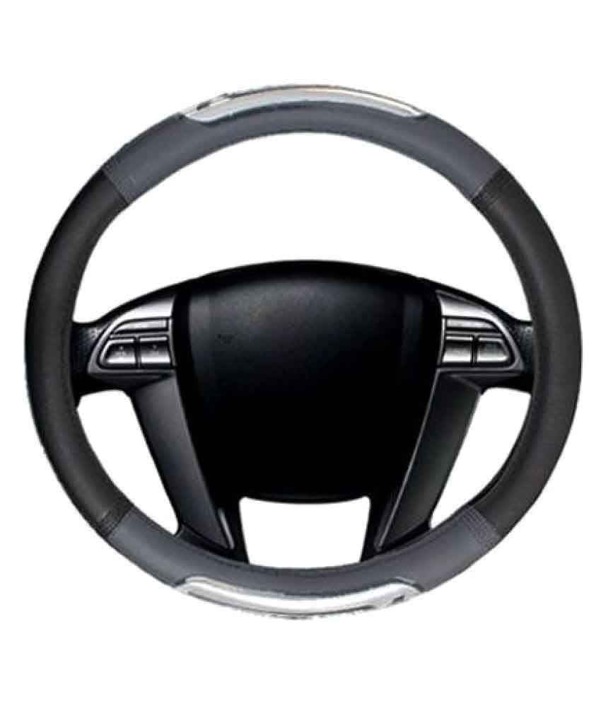 True Vision Racing Black & Grey Car Steering Wheel Cover Medium Size