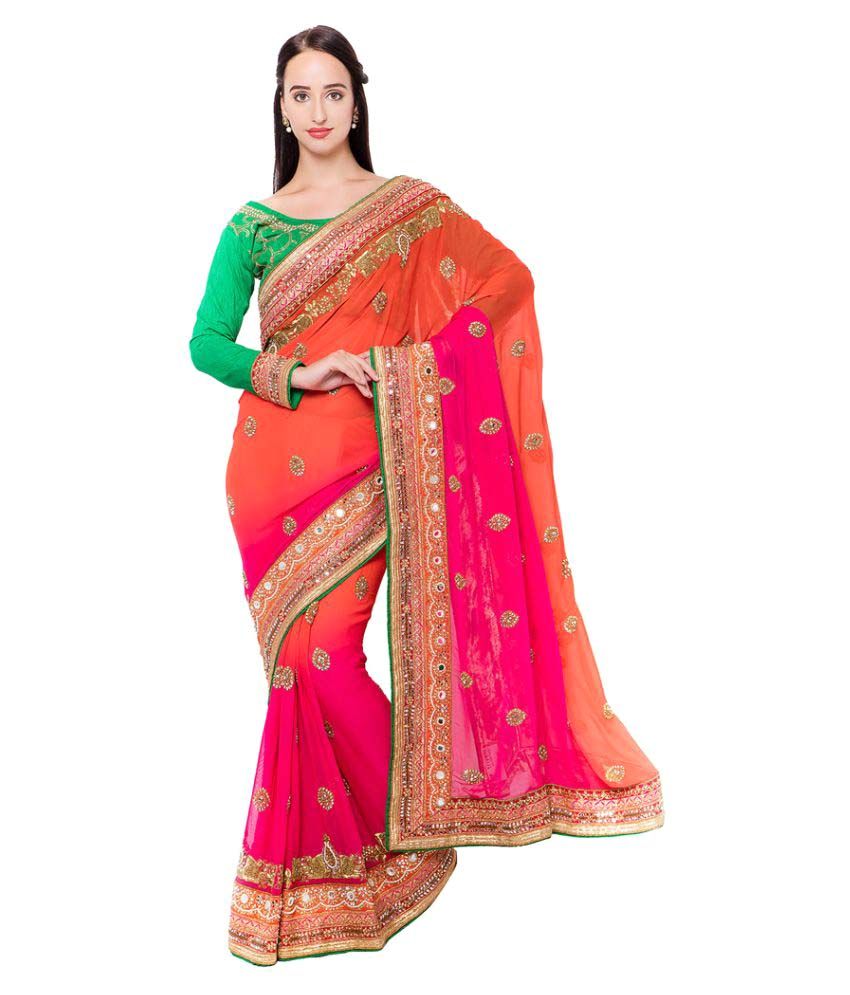 Viva N Diva Multicoloured Georgette Saree Buy Viva N Diva