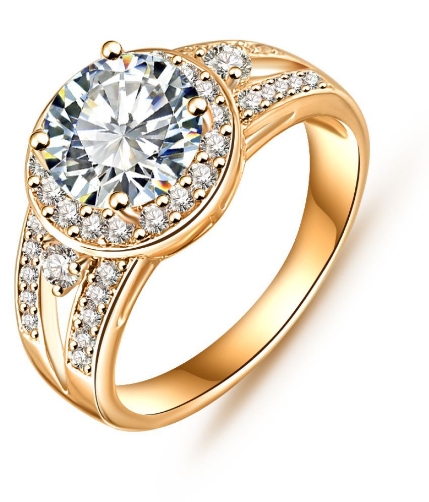 Jewels Galaxy Gold Plated Cubic Zircon Women Wedding Rings