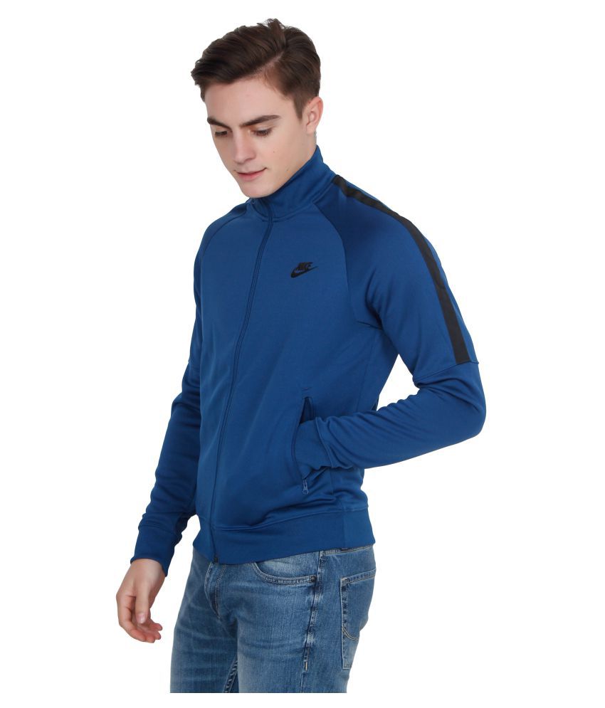 nike blue polyester terry jacket