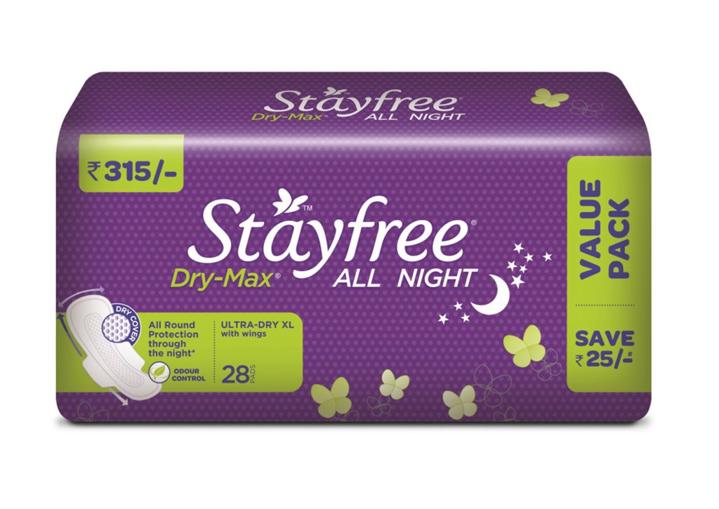 Stayfree Dry-Max All Night XL (with wings, 28 pads)