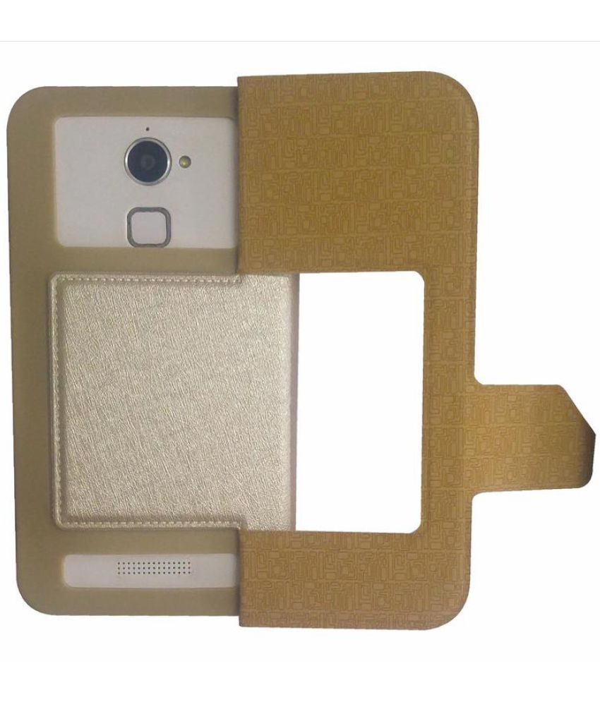 Videocon Graphite V45db Flip Cover by GEOCELL Golden Flip Covers