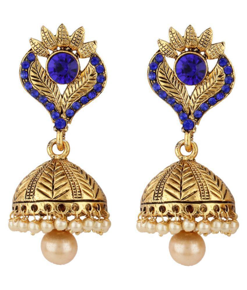 Jewels Guru Golden Jhumki Earrings - Buy Jewels Guru Golden Jhumki ...