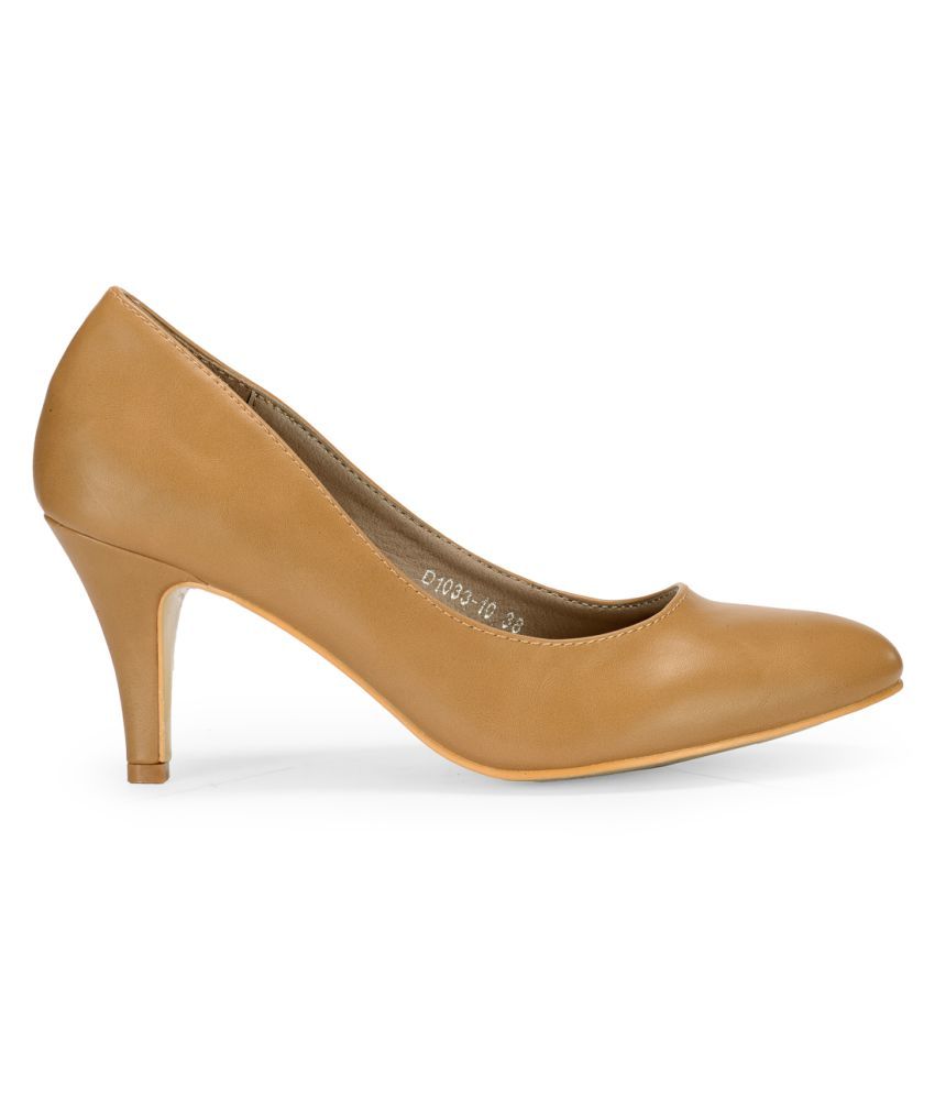 Flat n Heels Khaki Kitten Heels Price in India- Buy Flat n Heels Khaki Kitten Heels Online at 