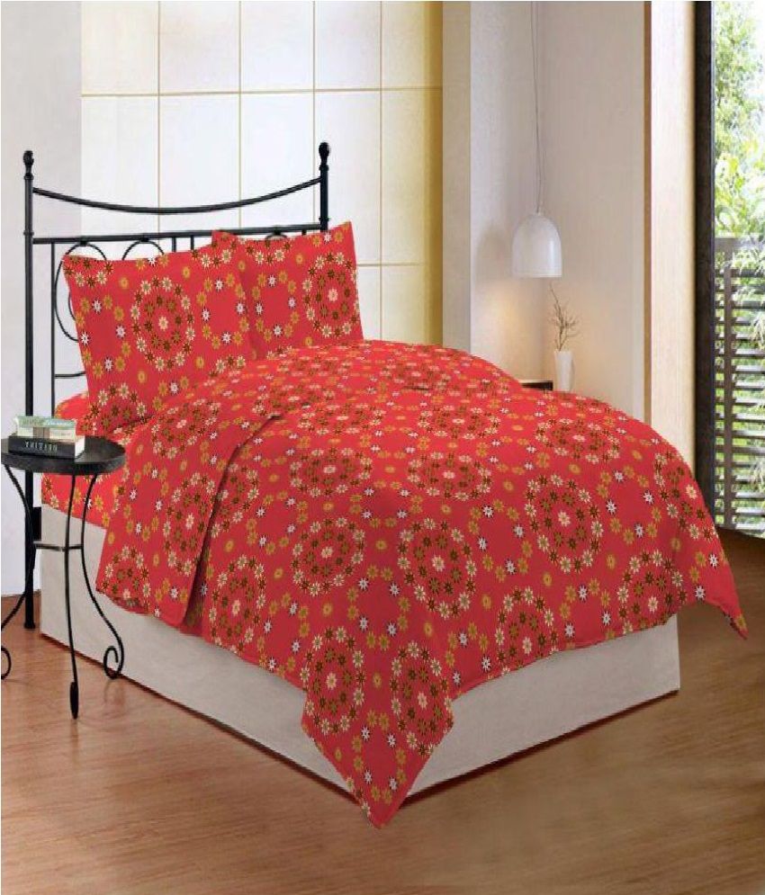 Bombay Dyeing Double Poly Cotton Red Bed Sheet Buy Bombay Dyeing