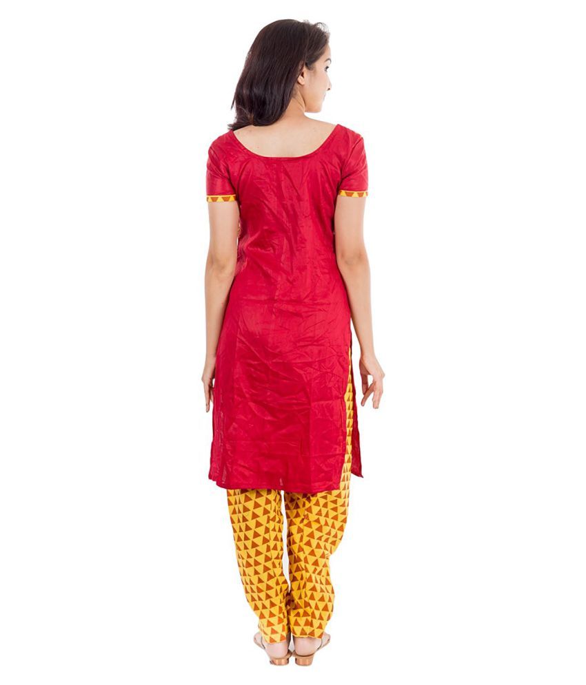 The Chennai Silks Red Cotton Dress Material Buy The Chennai Silks Red