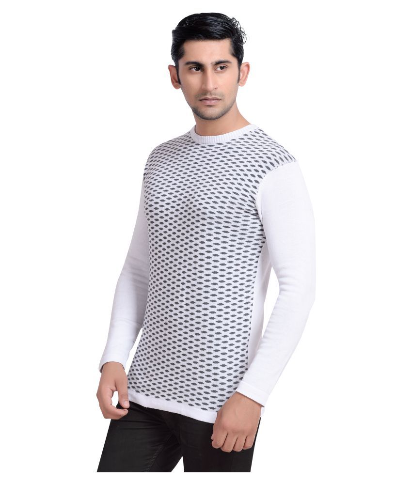Vivaan Designer White Round T-Shirt - Buy Vivaan Designer White Round T-Shirt Online at Low 