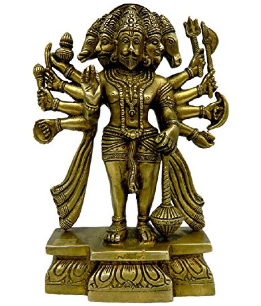 Pure Brass Metal God Panchmukhi Hanuman Standing Statue by Bharat Haat ...