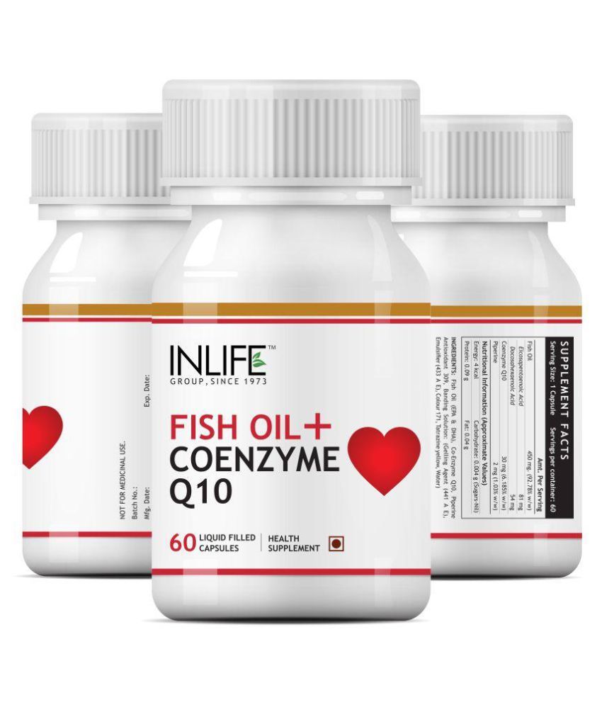 Inlife Fish Oil with CoQ10 Supplement Capsule 180 no.s Unflavoured Pack