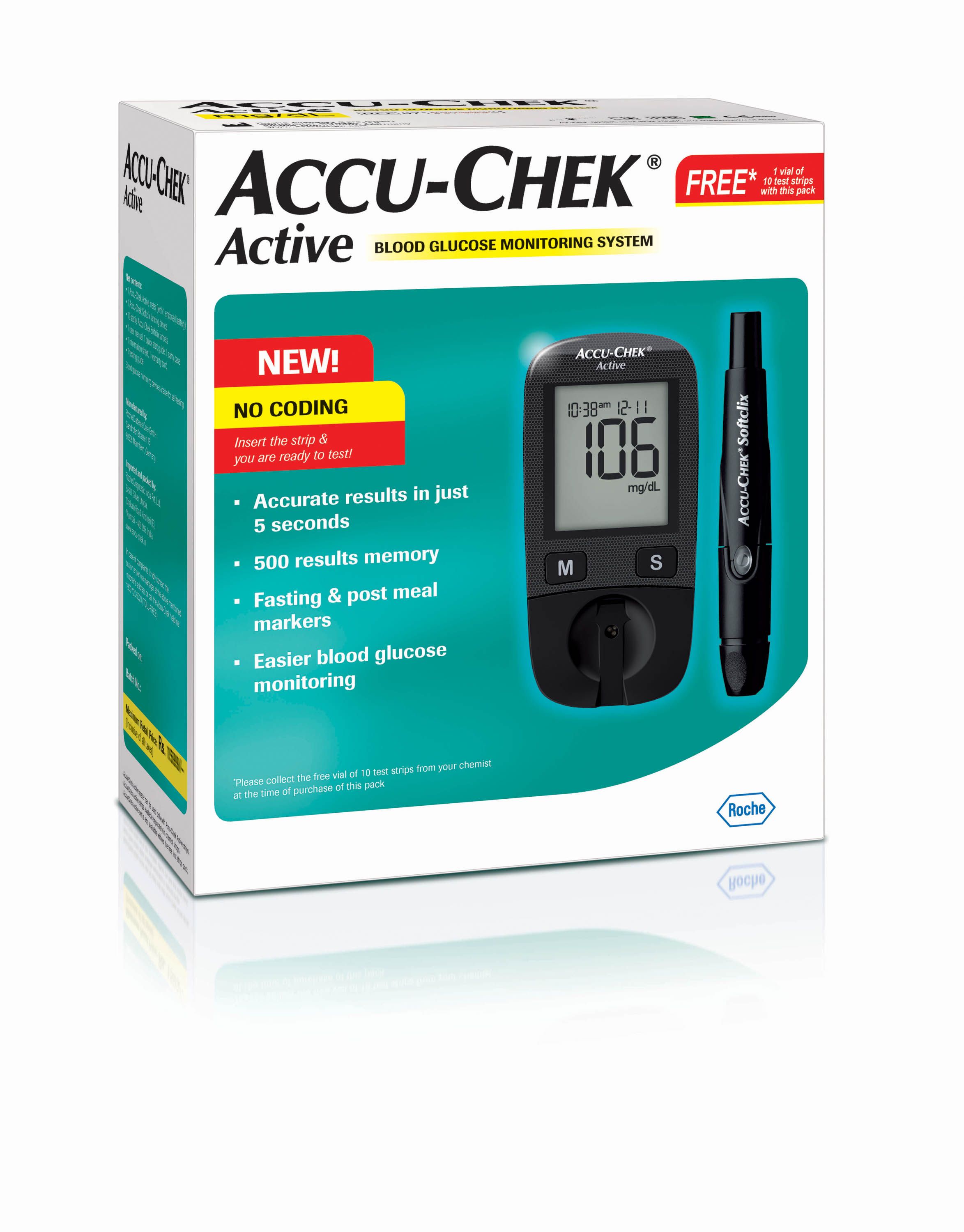 glucometer sugar blood test 10 Test with Accu Glucose Strips: Active Monitor Buy Chek