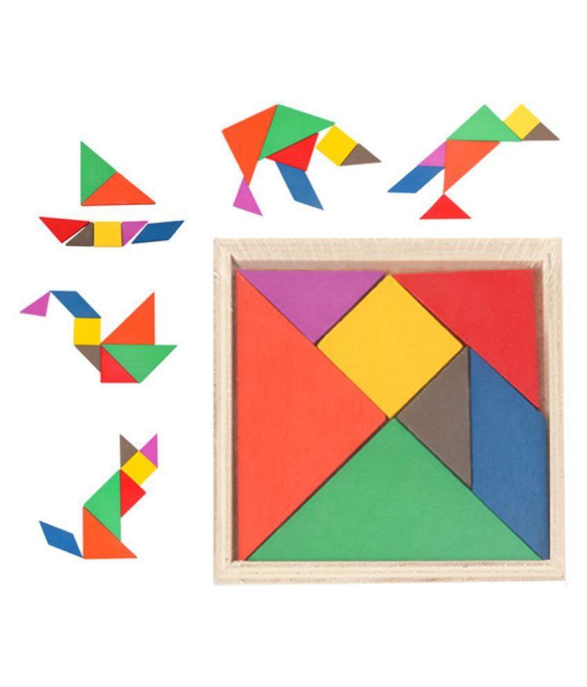 Emob Development Tangram Wooden Jigsaw Puzzle Board Games For Toddler ...