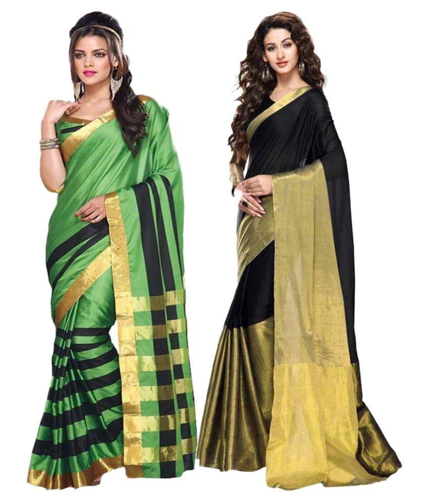 Dressy Multicoloured Chanderi Saree Combos - Buy Dressy Multicoloured ...