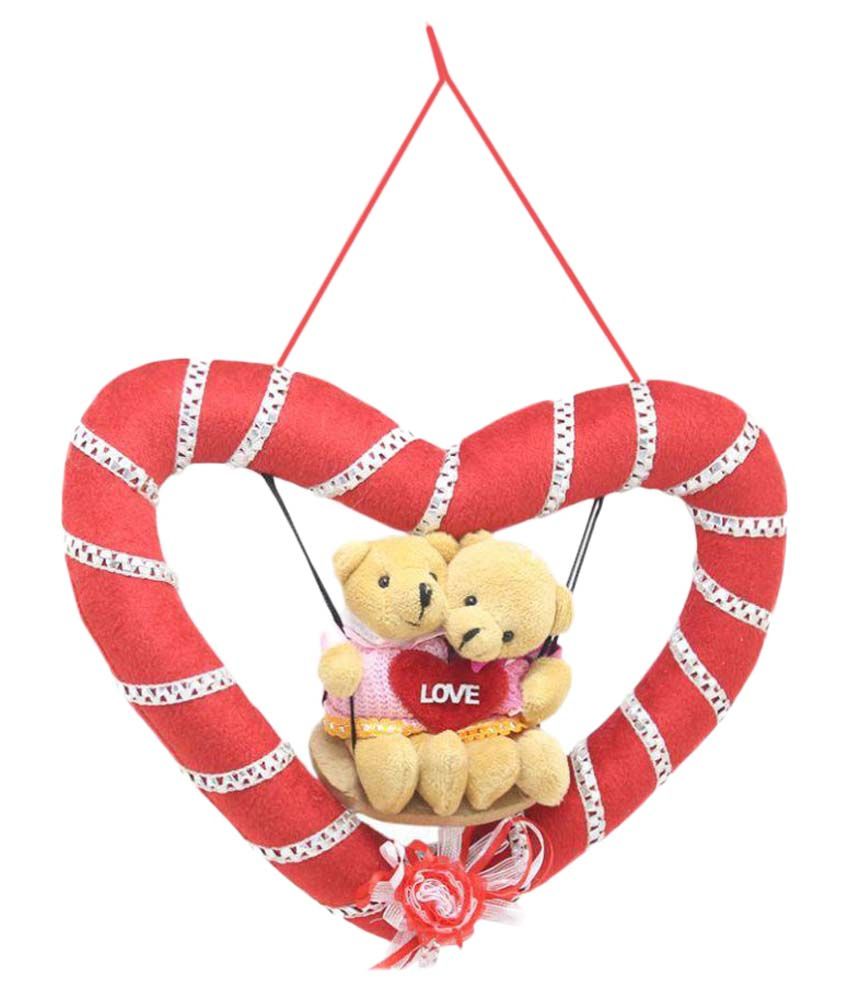     			Tickles Love Couple Swing Teddy in The Heart Ring Stuffed Soft Plush Toy for Girlfriend wify Anniversary Birthday Gifts (Size: 26 cm Color: Red)