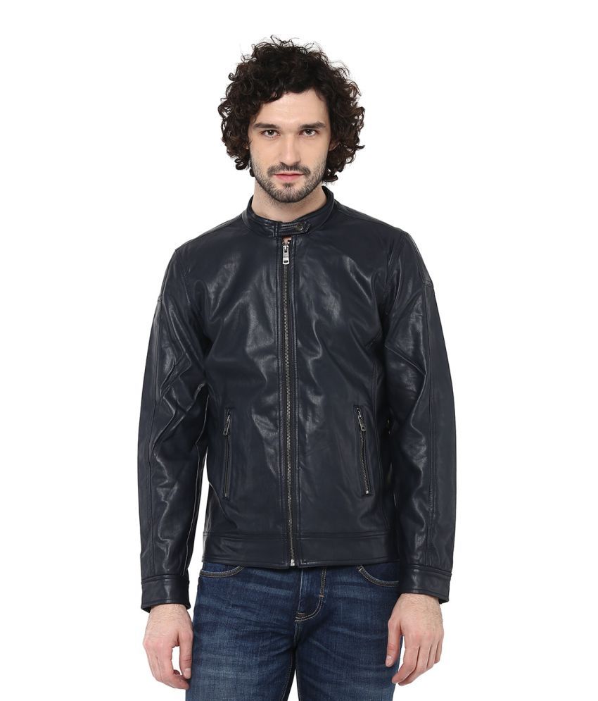 United Colors Of Benetton Navy Pu Leather Jacket