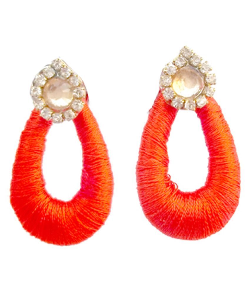 Trendytrendy Silk Thread Orange Earrings Buy Trendytrendy Silk Thread