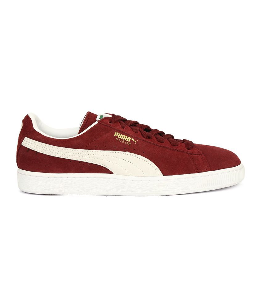 Puma Suede Classic Maroon and White Casual Shoes - Buy Puma Suede ...