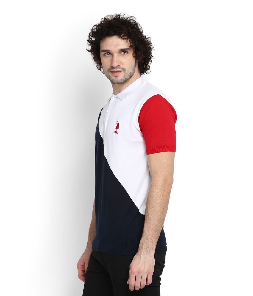 white buttonless polo