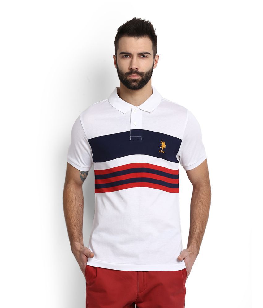U.S. Polo Assn. White Regular Fit Polo T Shirt - Buy U.S. Polo Assn ...