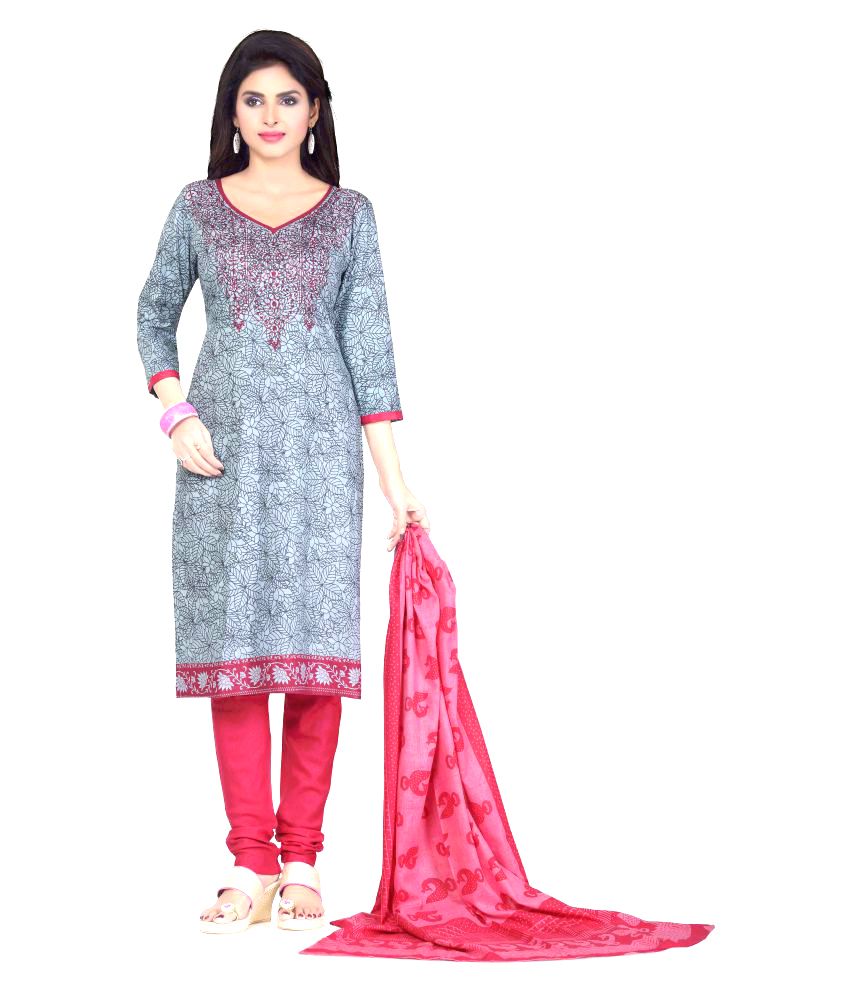 Drapes White and Grey Cotton Dress Material Buy Drapes White and Grey