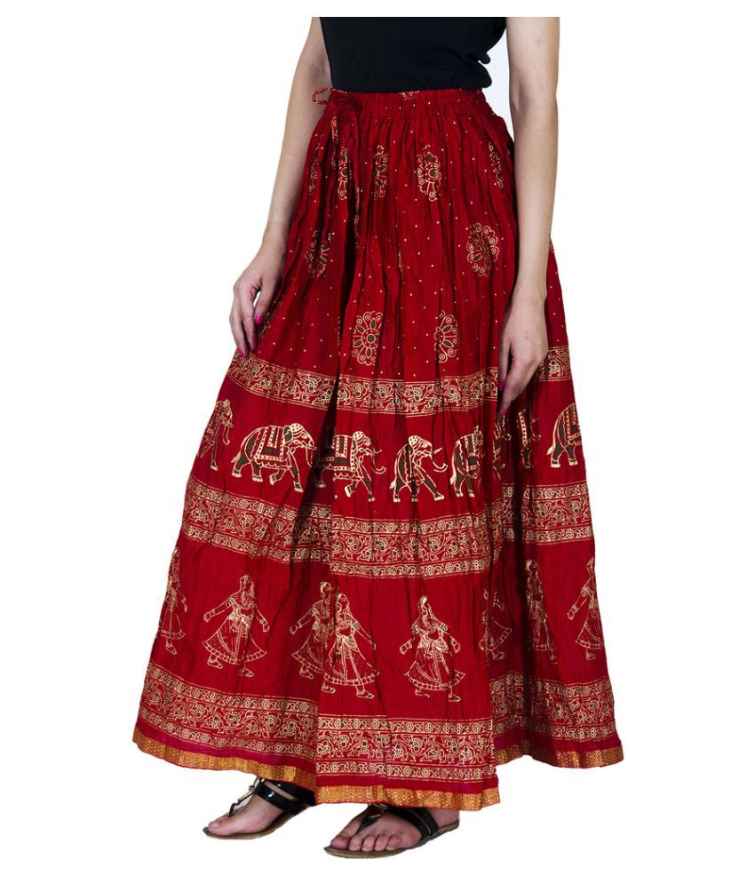 Buy Rangsthali Cotton Broomstick Skirt Online at Best Prices in India