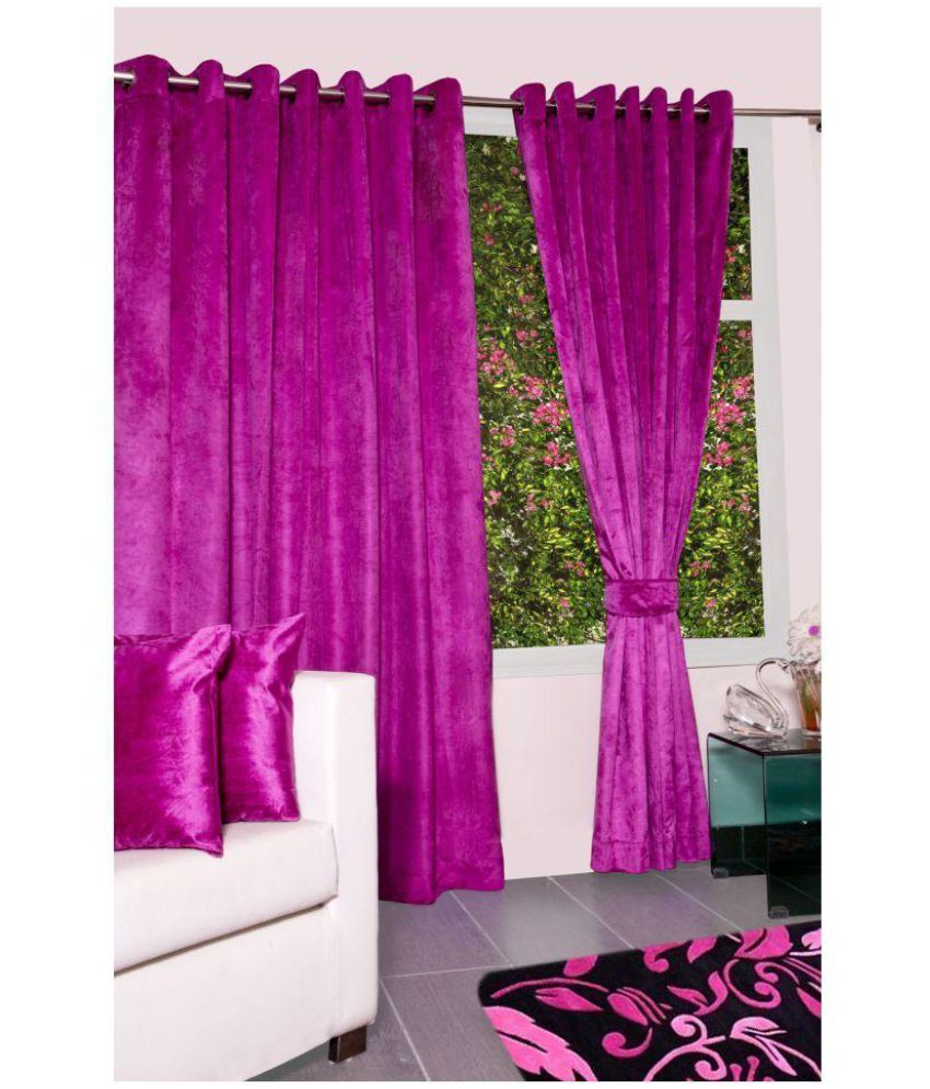Acasa Set Of 2 Window Eyelet Curtains Plain Purple Buy Acasa Set