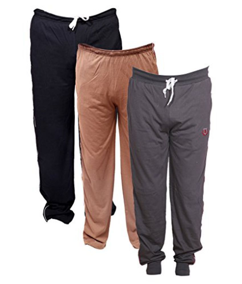 men's cotton track pants with zipper pockets pack of 3